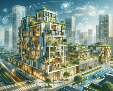 DALL·E 2023-12-16 17.03.38 - An image representing sustainable urban housing development with a focus on multi-story, flat-roofed buildings. The buildings should feature eco-frien-min
